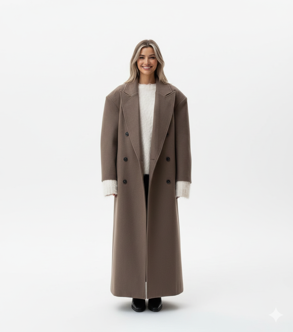 Women's Winter Coat | Oversized Double-Breasted Design, Structured Shoulders 1