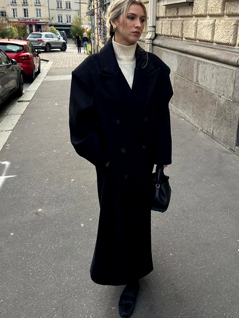 Women's Winter Coat | Oversized Double-Breasted Design, Structured Shoulders 2