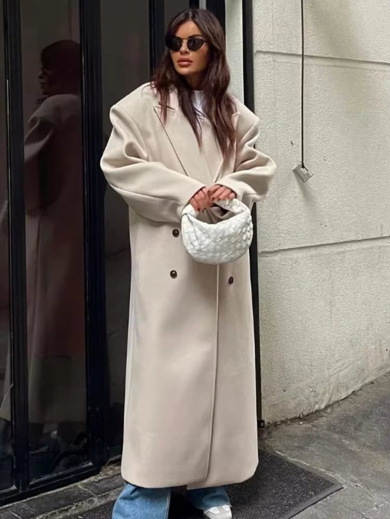 Women's Winter Coat | Oversized Double-Breasted Design, Structured Shoulders 3