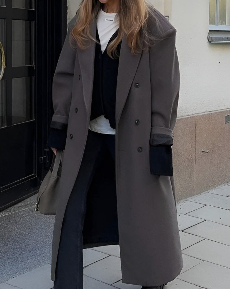 Women's Winter Coat | Oversized Double-Breasted Design, Structured Shoulders 4