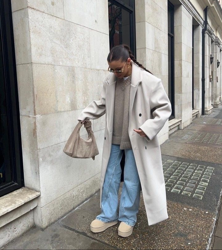Women's Winter Coat | Oversized Double-Breasted Design, Structured Shoulders 6