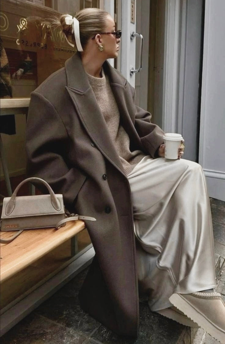 Women's Winter Coat | Oversized Double-Breasted Design, Structured Shoulders 7