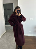 Women's Winter Coat | Oversized Wool Blend, Burgundy 0