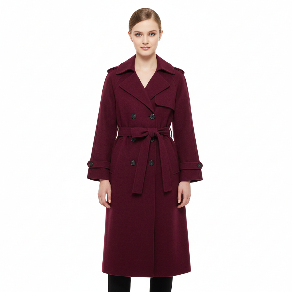 Women's Winter Coat | Oversized Wool Blend, Burgundy 1