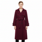 Women's Winter Coat | Oversized Wool Blend, Burgundy 1