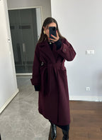 Women's Winter Coat | Oversized Wool Blend, Burgundy 2