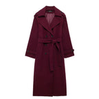 Women's Winter Coat | Oversized Wool Blend, Burgundy 3