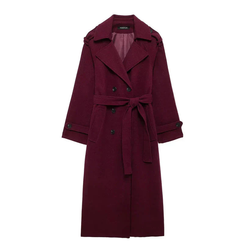 Women's Winter Coat | Oversized Wool Blend, Burgundy 3