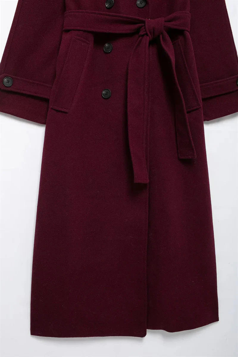 Women's Winter Coat | Oversized Wool Blend, Burgundy 4