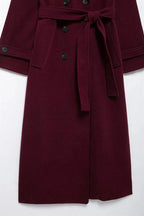 Women's Winter Coat | Oversized Wool Blend, Burgundy 4