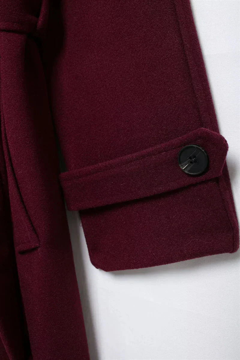 Women's Winter Coat | Oversized Wool Blend, Burgundy 6