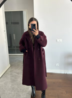 Women's Winter Coat | Oversized Wool Blend, Burgundy 7