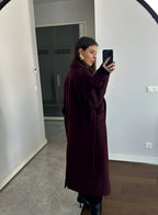 Women's Winter Coat | Oversized Wool Blend, Burgundy 8