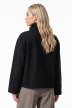 Women's Wool-Look Coat | High Funnel Collar, Boxy Fit, Turn-Back Cuffs 1