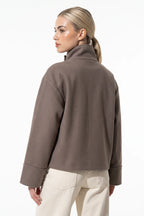 Women's Wool-Look Coat | High Funnel Collar, Boxy Fit, Turn-Back Cuffs 6