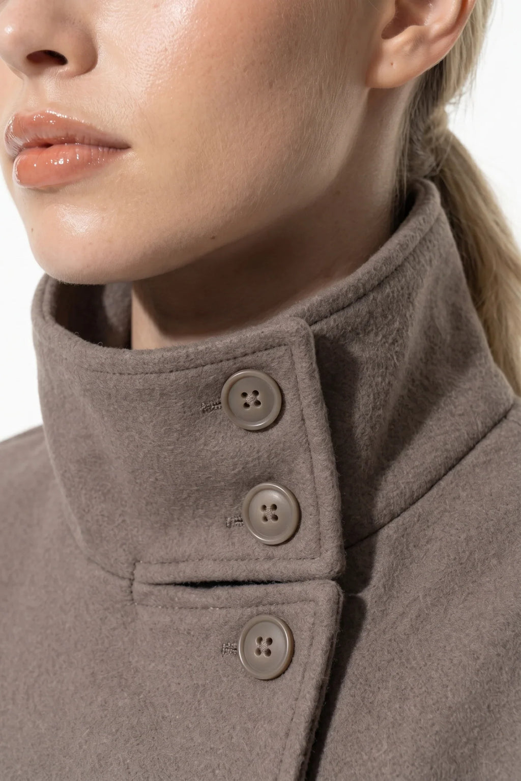 Women's Wool-Look Coat | High Funnel Collar, Boxy Fit, Turn-Back Cuffs 8