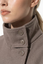 Women's Wool-Look Coat | High Funnel Collar, Boxy Fit, Turn-Back Cuffs 8