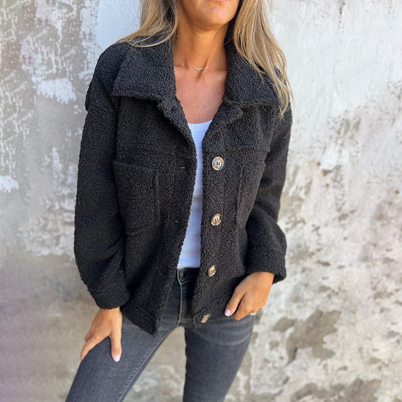 Women's Wool Coat | Elegant Lapel Collar, Straight Fit, Practical Pockets 1
