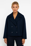 Women's Wool Pea Coat | Cropped, Double Breasted, Wide Lapels 0