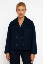 Women's Wool Pea Coat | Cropped, Double Breasted, Wide Lapels 0