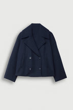 Women's Wool Pea Coat | Cropped, Double Breasted, Wide Lapels 1