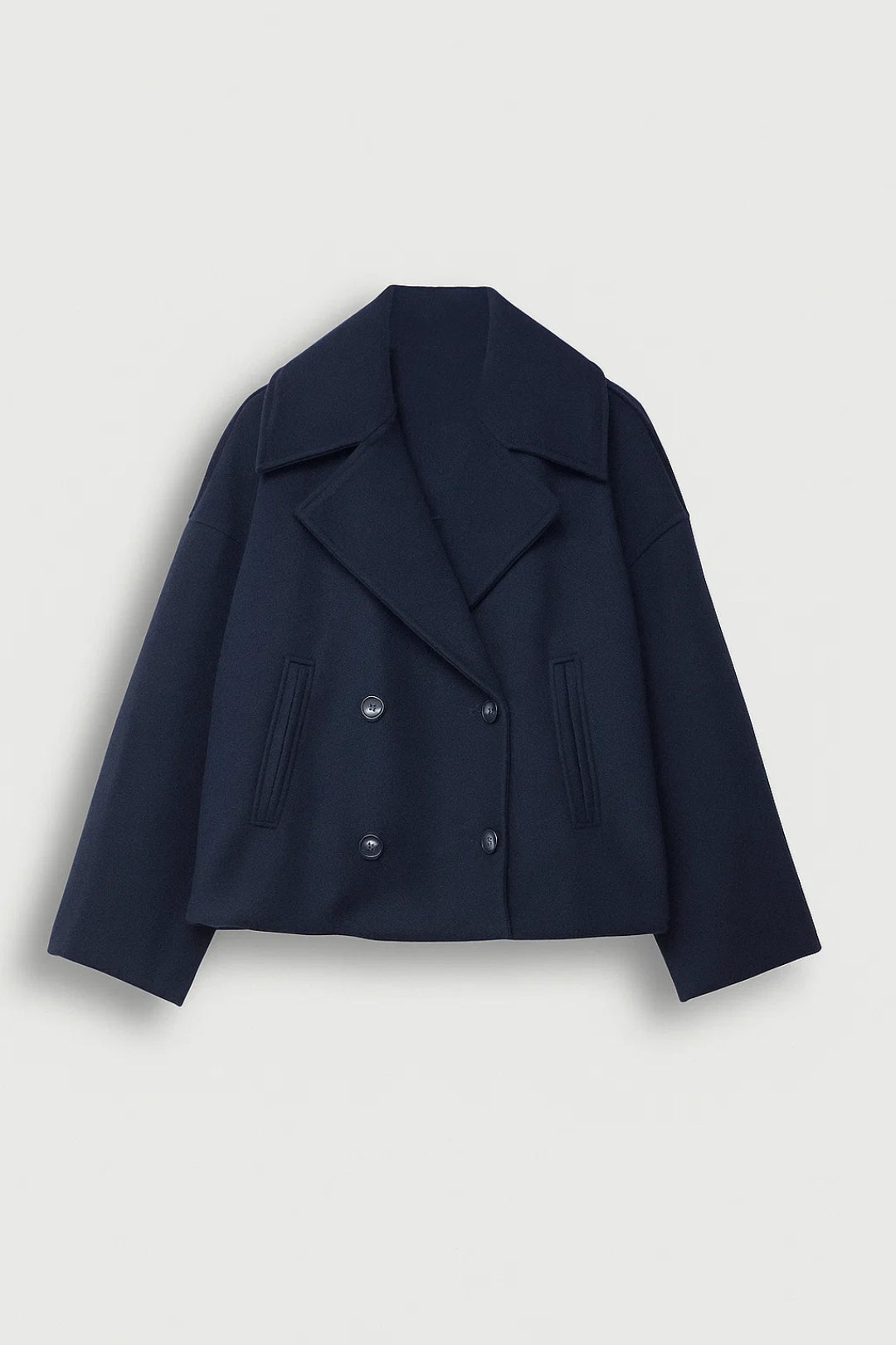 Women's Wool Pea Coat | Cropped, Double Breasted, Wide Lapels 1