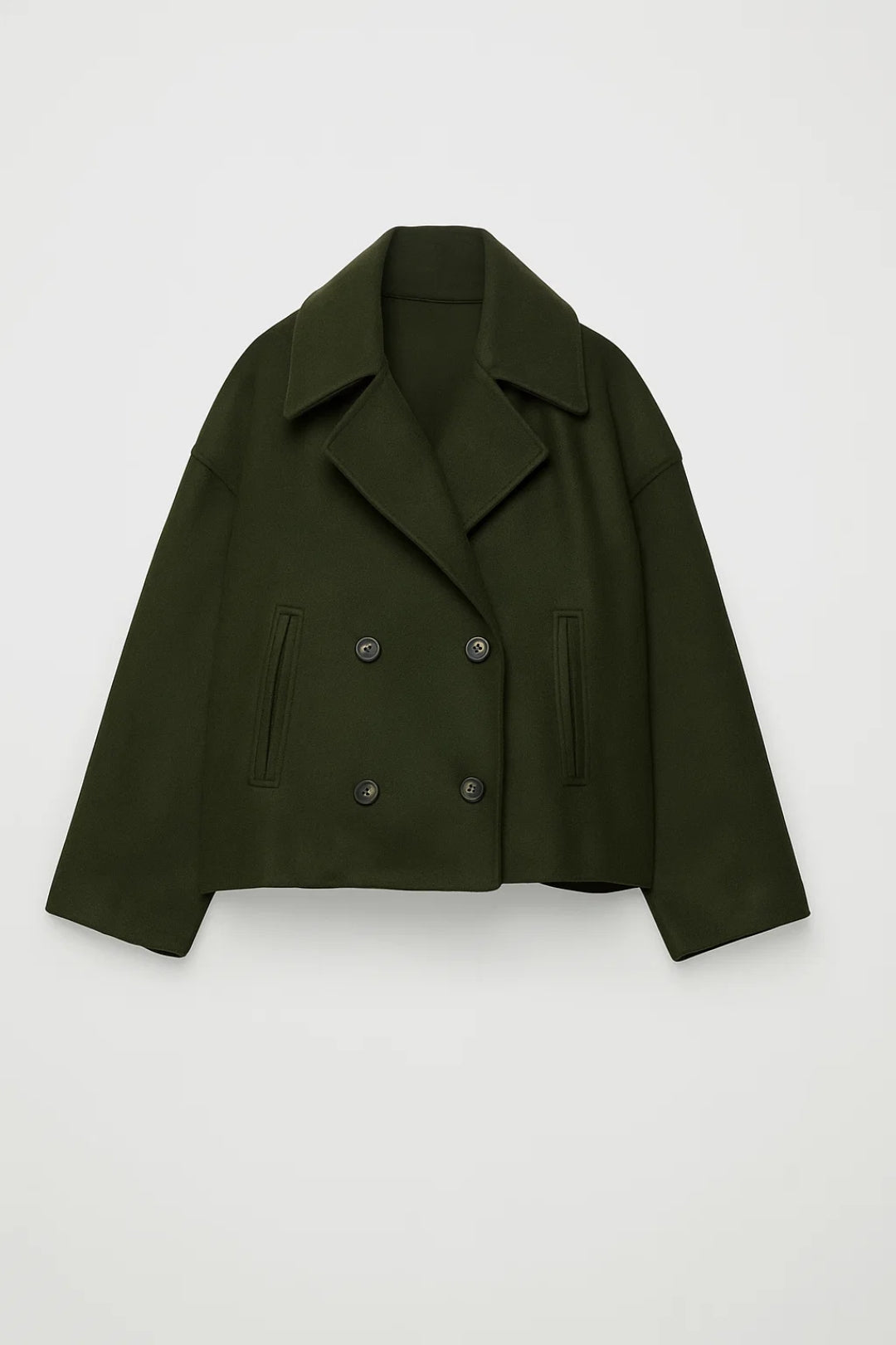 Women's Wool Pea Coat | Cropped, Double Breasted, Wide Lapels 2