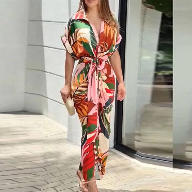 Women's Wrap Midi Dress | Short Sleeve, V-Neck, Tie Waist, All Seasons 2