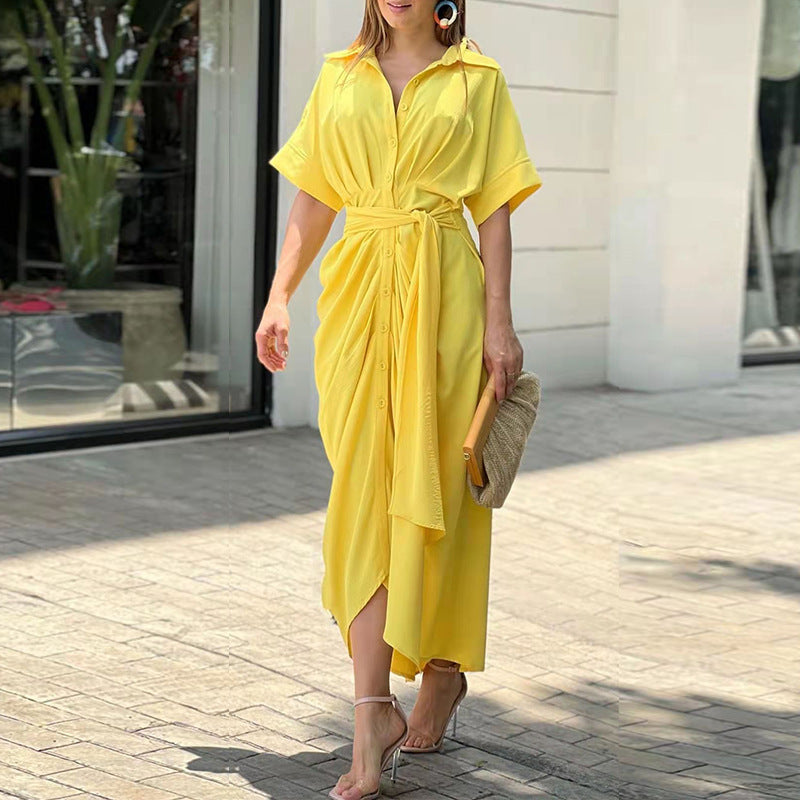 Women's Wrap Midi Dress | Short Sleeve, V-Neck, Tie Waist, All Seasons 3
