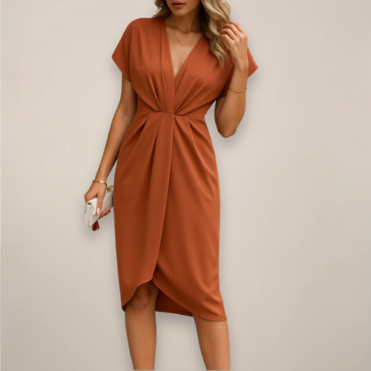 Women's Wrap Midi Dress | Soft Fabric, V-Neck, Flattering for Summer & Cocktail Events 2