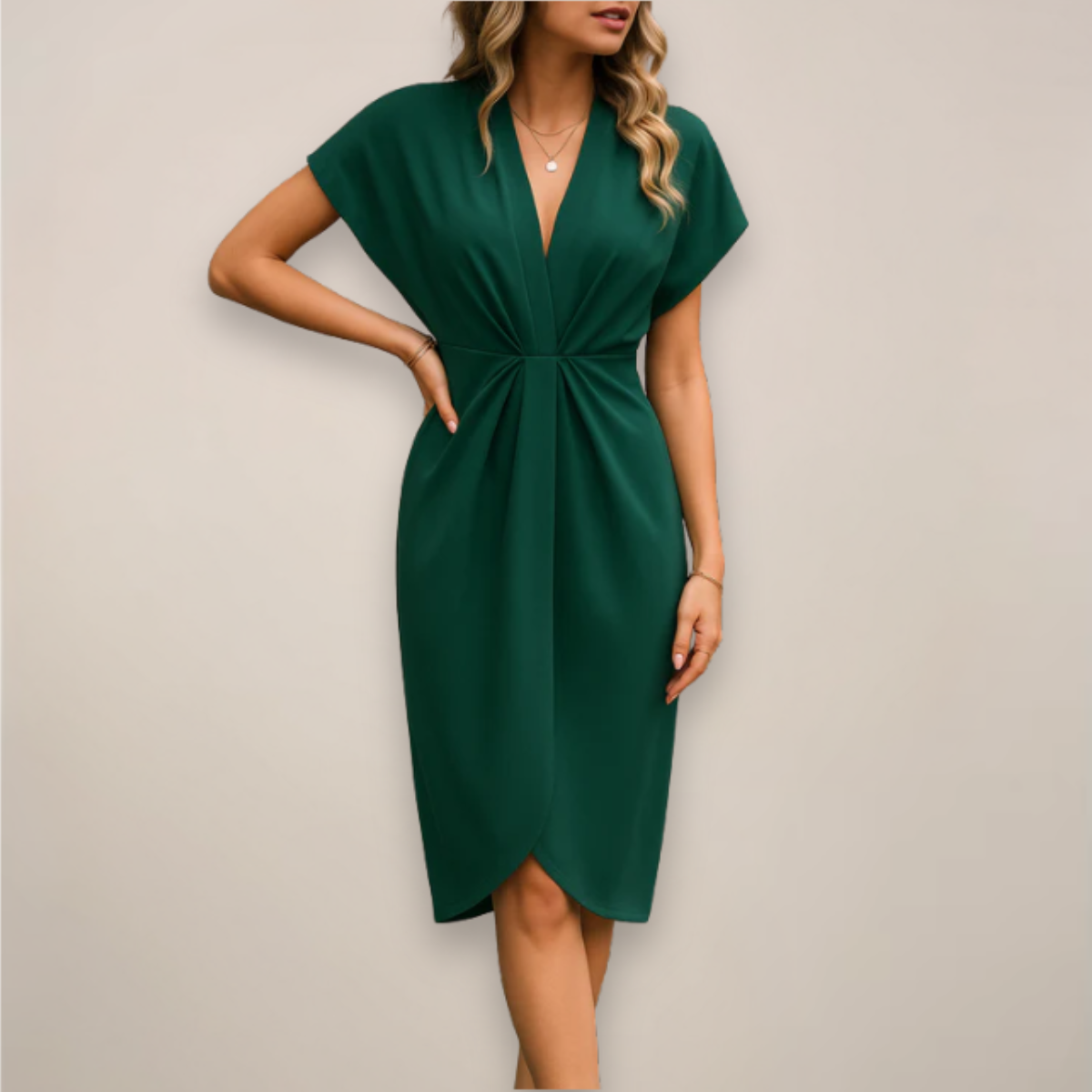 Women's Wrap Midi Dress | Soft Fabric, V-Neck, Flattering for Summer & Cocktail Events 3