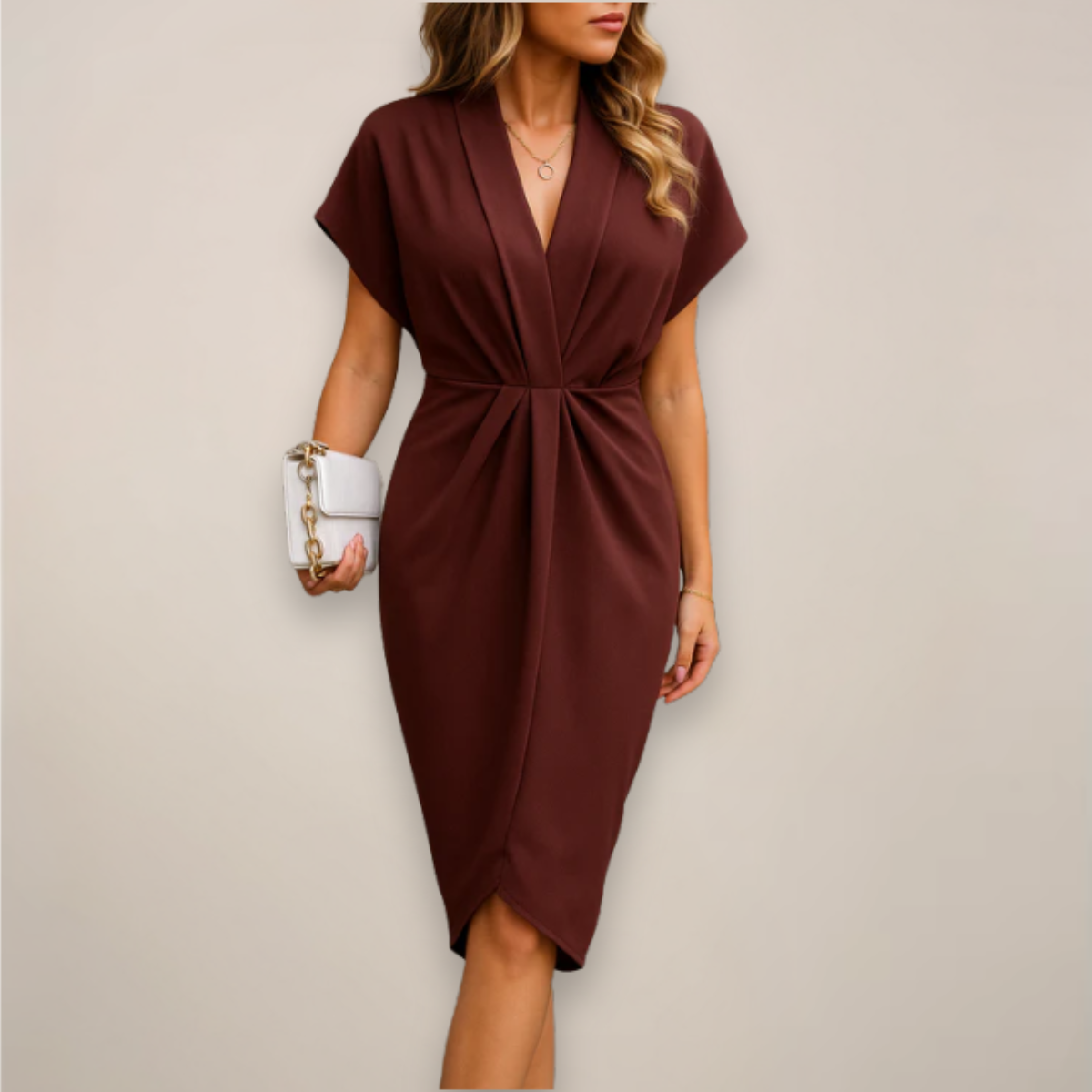 Women's Wrap Midi Dress | Soft Fabric, V-Neck, Flattering for Summer & Cocktail Events 4